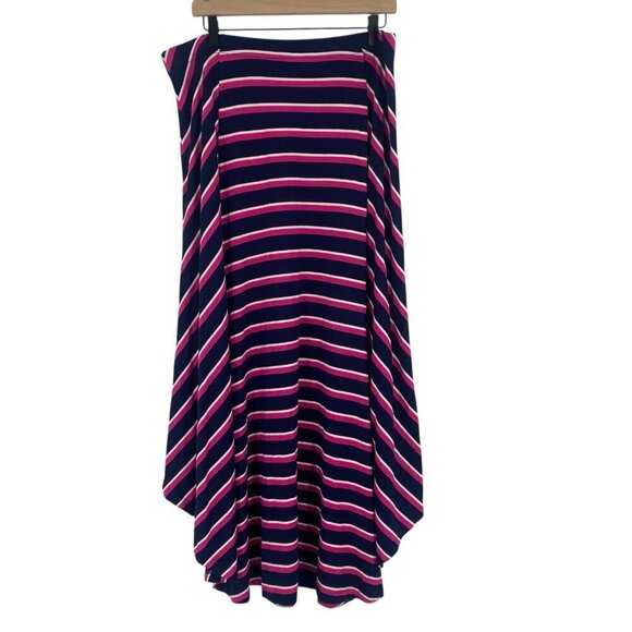 Chico's Dresses & Skirts - Chicos Multi-Colored Striped Maxi Skirt Size 2 US 12/14Pink Navy Pull On Stretch